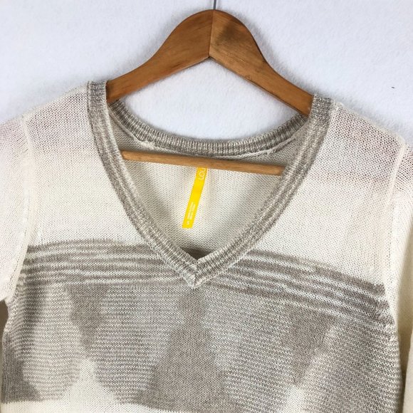 Lole NWT Women's Small Skylar Wool Blend Vanilla Cream Brown V-Neck Knit Dress - Picture 3 of 10